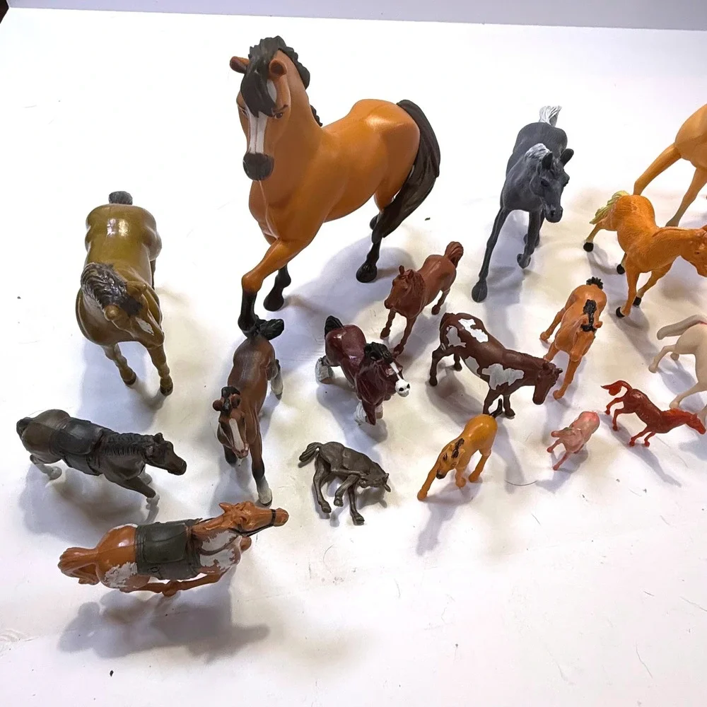 Mixed Toy Horse Farm Animal Figure Lot Breyer Schleich Style 25+ Pieces
